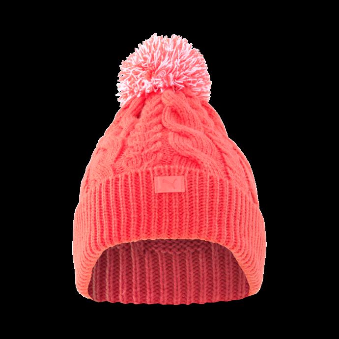 Cable Pom-pom Golf Beanie Femme Puma Canada Carnation Pink-bright White
