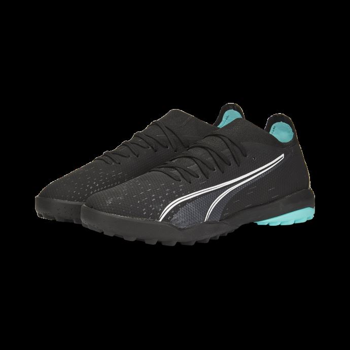 Chaussures De Football Ultra Match Tt Hommes Black-white-elektro Aqua Puma Canada