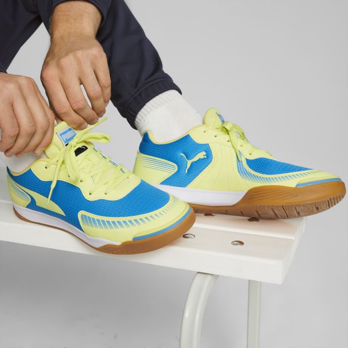 Puma Canada Bleu Azur-fresh Jaune-blanc-gum Pressing Iii Chaussures De Football En Salle