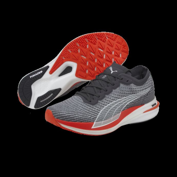 Chaussures De Course Deviate Nitro Pour Hommes Puma Canada Asphalt-harbor Mist-tomato