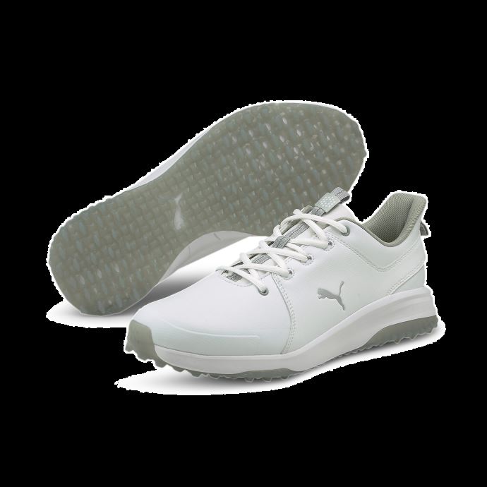 Puma Canada Grip Fusion Pro 3.0 Chaussures De Golf Pour Hommes Blanc-argent-ombre Silencieuse