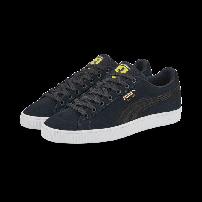 Puma Canada Scuderia Ferrari Shield Daim Chaussures De Sport Automobile Pour Hommes Parisian Night-black-white