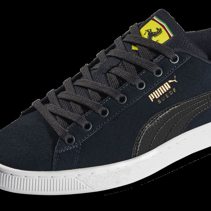 Puma Canada Scuderia Ferrari Shield Daim Chaussures De Sport Automobile Pour Hommes Parisian Night-black-white
