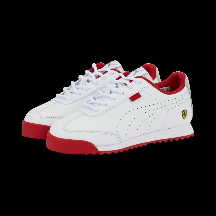 Blanc-blanc Puma Canada Scuderia Ferrari Roma Via Des Chaussures De Sport Automobile Perforées Pour Petits Enfants