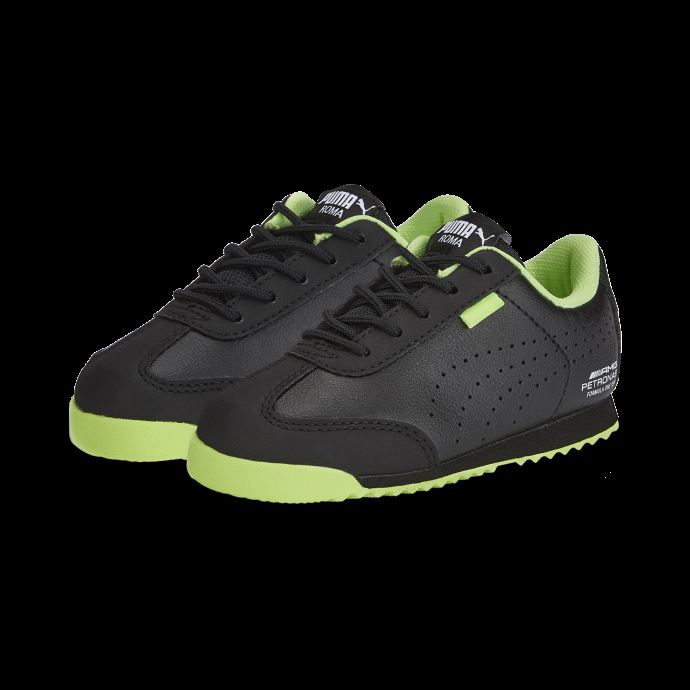 Mercedes-amg Petronas Motorsport Roma Via Des Chaussures De Sport Automobile Perforées Pour Tout-petits Noir-pomme Pétillante Puma Canada