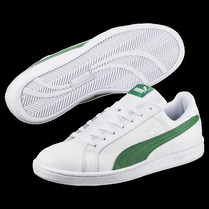 Baskets En Cuir Smash Blanc-vert Vert Puma Canada