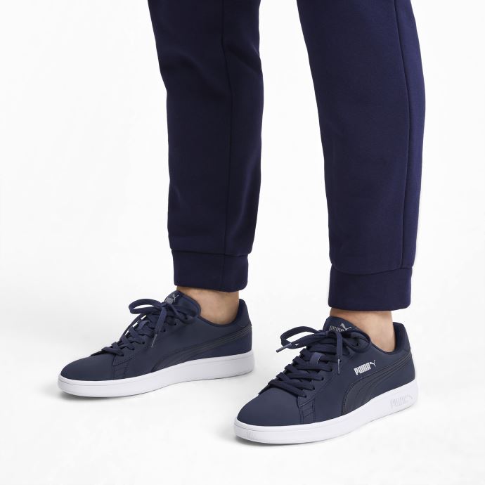 Puma Canada Smash V2 Buck Baskets Peacoat-argent-blanc