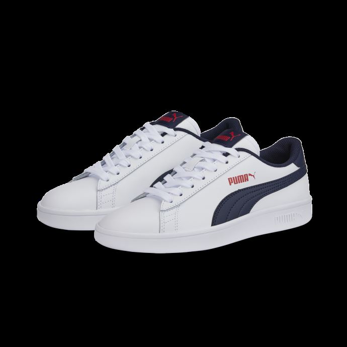 Puma Canada Smash V2 Baskets Pour Jeunes Blanc-capot-haut Risque Rouge