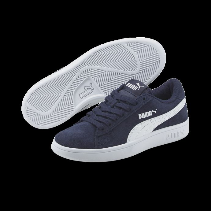 Puma Canada Smash V2 Daim Jr Baskets Peacoat-blanc