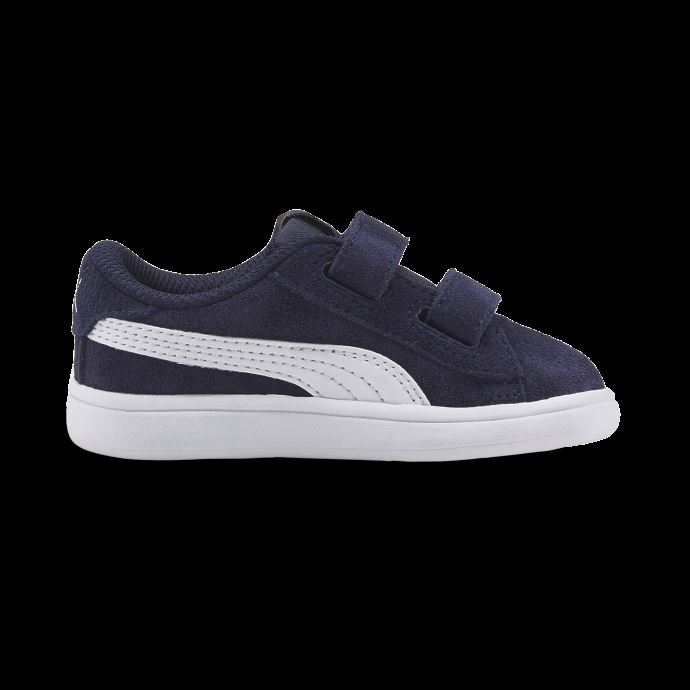 Puma Canada Smash V2 Baskets De Tennis Pour Bébé En Daim Peacoat-white
