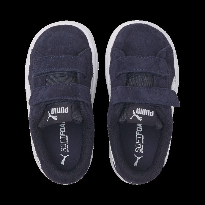 Puma Canada Smash V2 Baskets De Tennis Pour Bébé En Daim Peacoat-white
