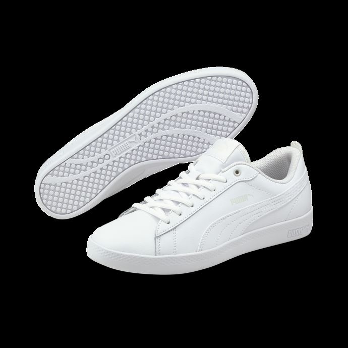 Puma Canada Baskets Smash V2 En Cuir Blanc-blanc Pour Femme