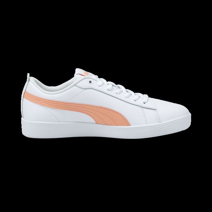 Baskets Puma Canada Smash V2 En Cuir Blanc-abricot Blush-noir Pour Femmes
