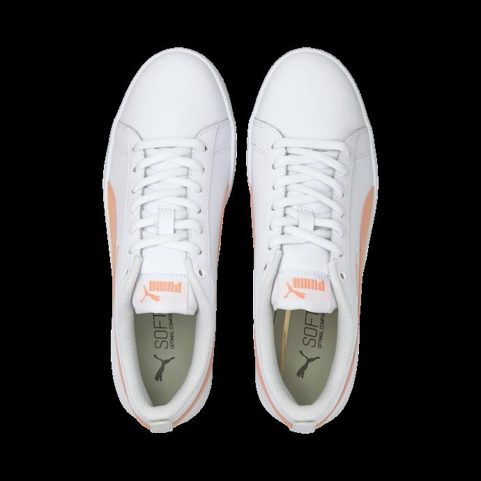 Baskets Puma Canada Smash V2 En Cuir Blanc-abricot Blush-noir Pour Femmes
