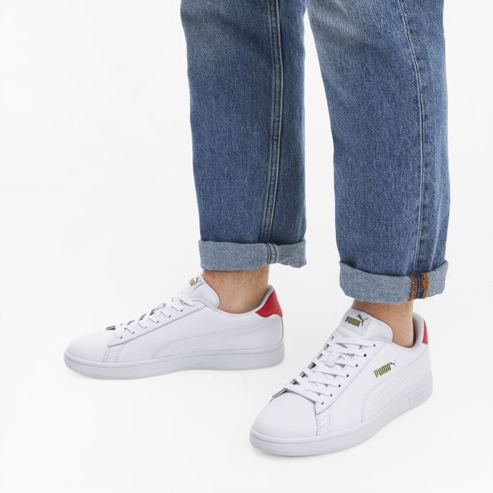 Baskets Smash V2 Blanc-haut Risque Rouge-team Or Puma Canada