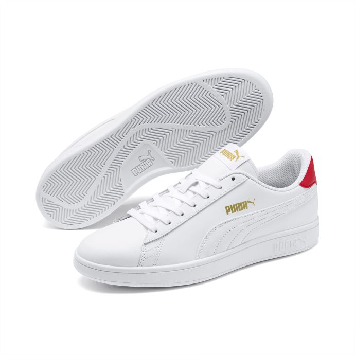 Baskets Smash V2 Blanc-haut Risque Rouge-équipe Or Puma Canada
