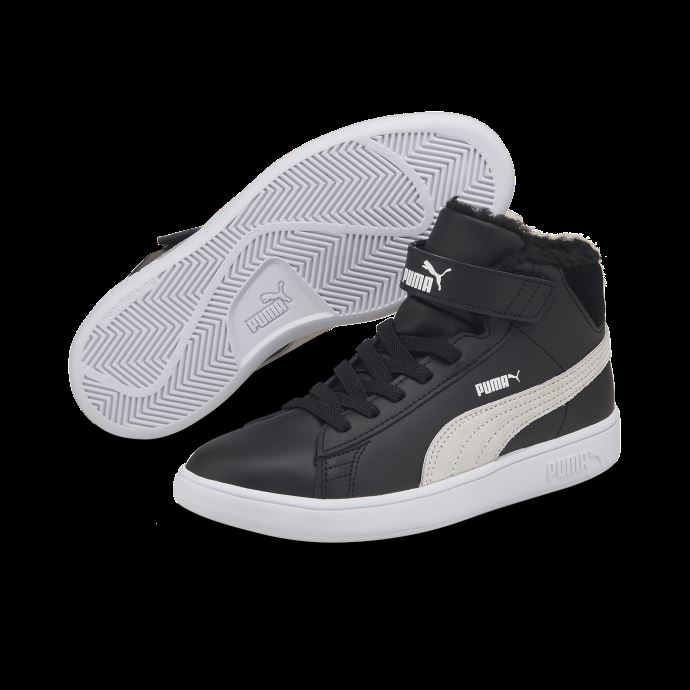 Baskets Enfant Puma Canada Smash V2 Mid Fur V Blanc-noir