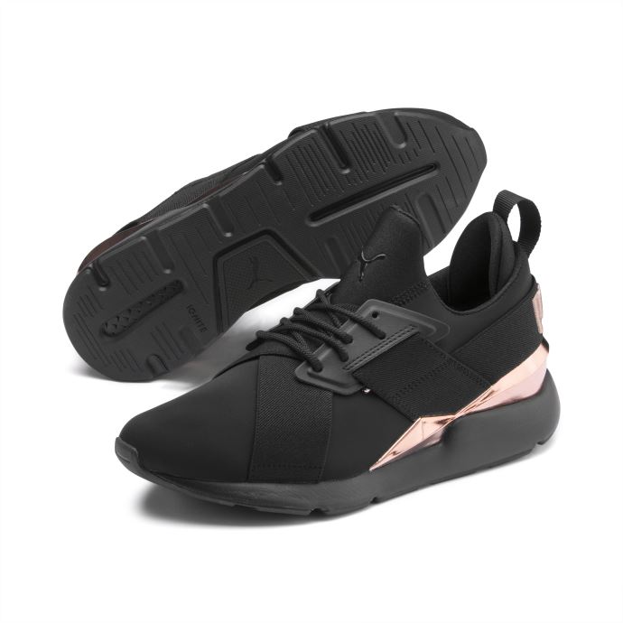 Basket Puma Canada Muse Metal Noir Et Or Rose Pour Femme