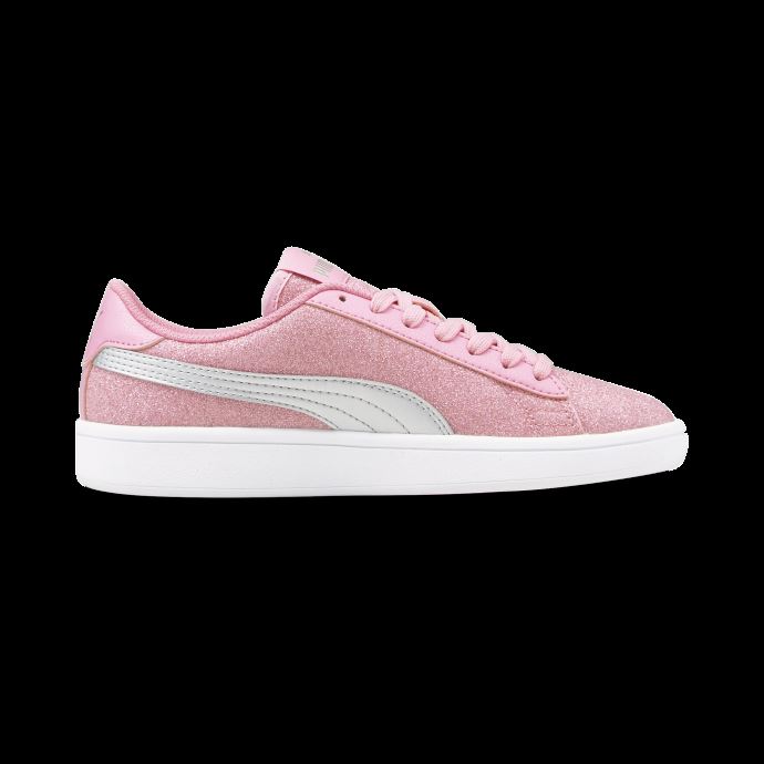 Puma Canada Smash V2 Glitz Glam Baskets Jeunesse Prisme Rose-argent
