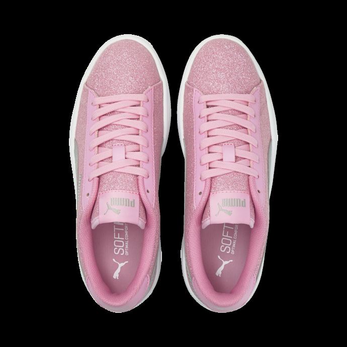 Puma Canada Smash V2 Glitz Glam Baskets Jeunesse Prisme Rose-argent
