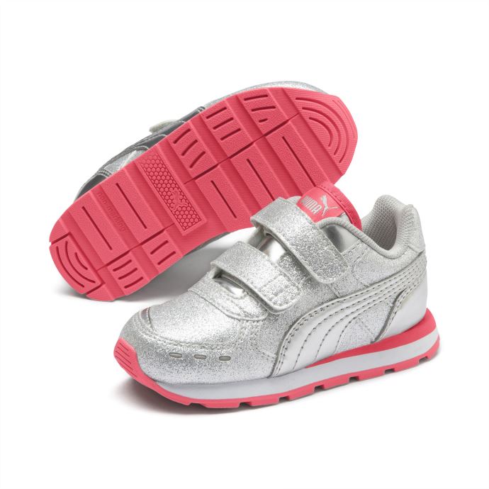 Puma Vista Glitz Chaussures Enfant Argent-calypso Corail-blanc