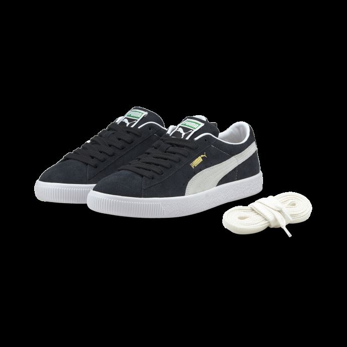 Baskets Puma Canada Vtg En Daim Noir Et Blanc
