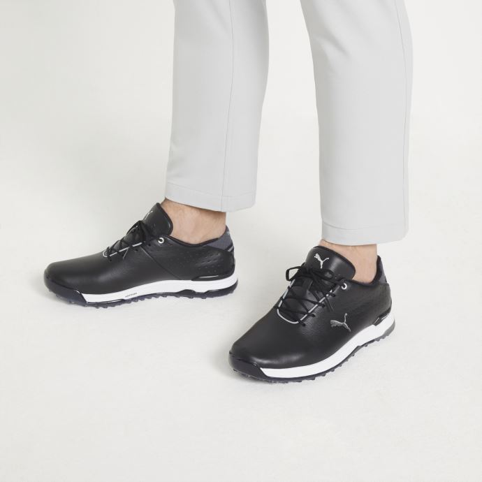 Puma Canada Proadapt Alphacat Cuir Chaussures De Golf Pour Hommes Noir-argent
