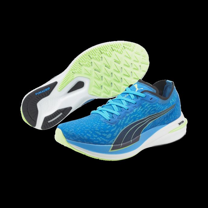 Puma Canada Deviate Nitro Wildwash Chaussures De Course Pour Hommes Ocean Dive-fizzy Lime
