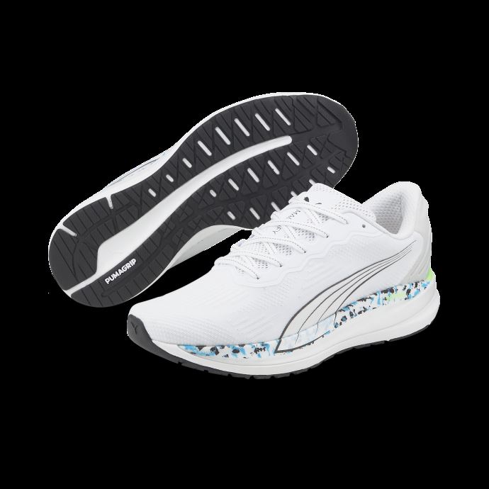 Puma Canada Magnify Nitro Wildwash Hommes Chaussures De Course Blanc-noir-ocean Dive