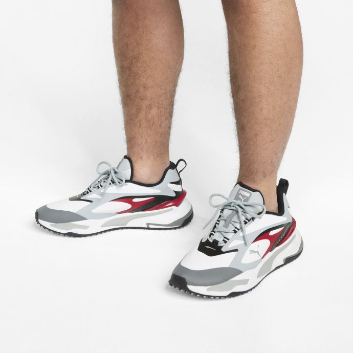 Chaussures De Golf Gs-fast Puma Canada Blanc-haute Taille-haut Risque Rouge
