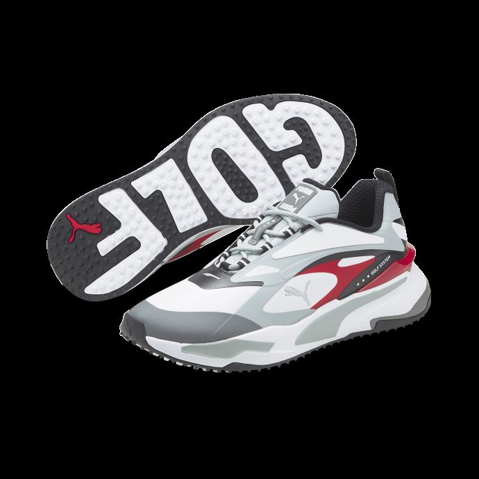 Chaussures De Golf Gs-fast Puma Canada Blanc-haute Taille-haut Risque Rouge
