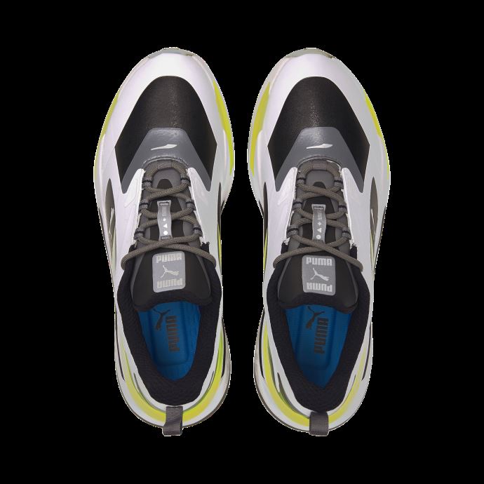 Puma Canada Gs-fast Chaussures De Golf Blanc-noir-jaune De Sécurité
