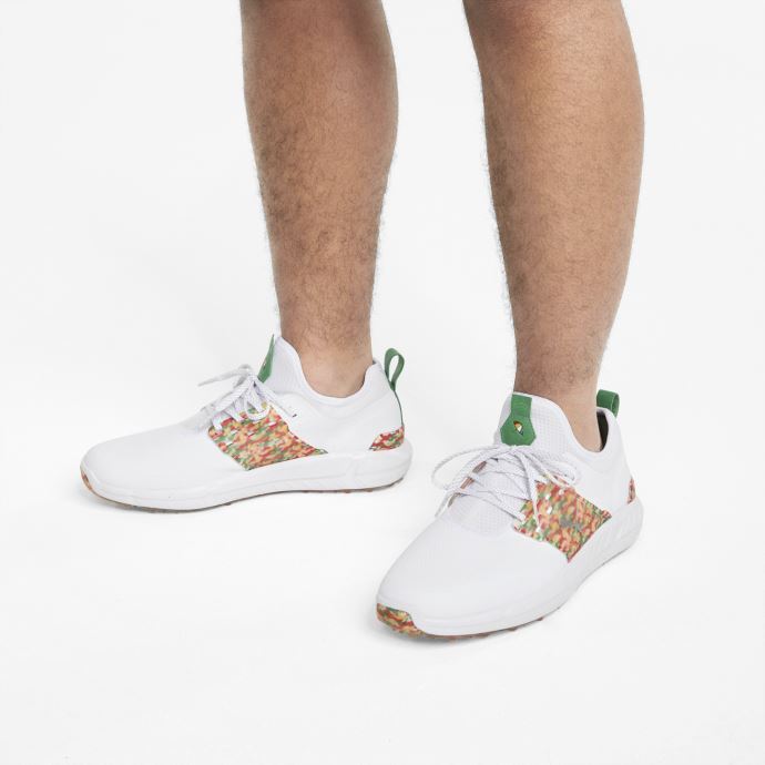 Puma Canada Blanc-argent-vert Amazone Ignite Articulé Palmer Camo Chaussures De Golf Pour Hommes
