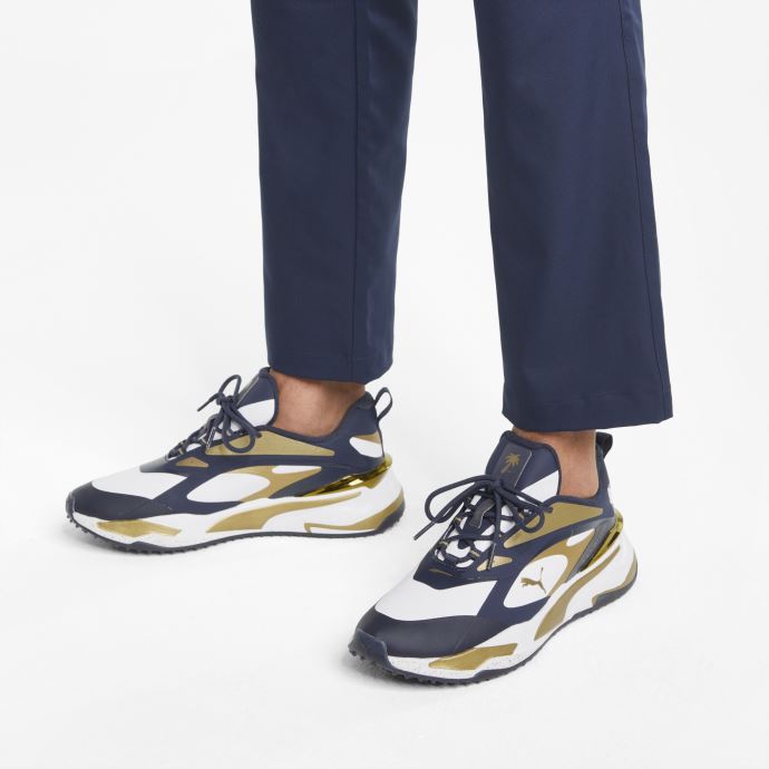 Puma Canada X Palm Tree Crew Rs-fast Chaussures De Golf Marine Blazer-or-blanc
