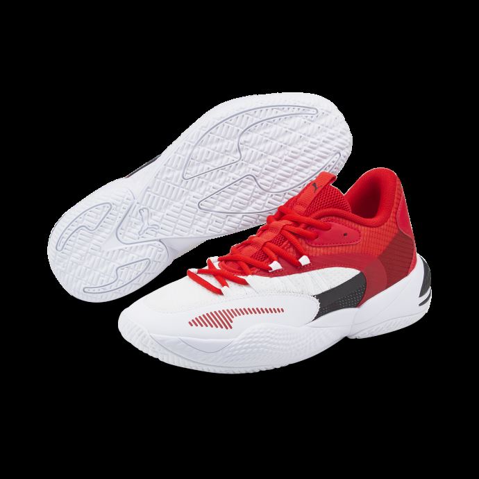 Puma Court Rider 2.0 Chaussures De Basketball Blanc à Haut Risque Rouge