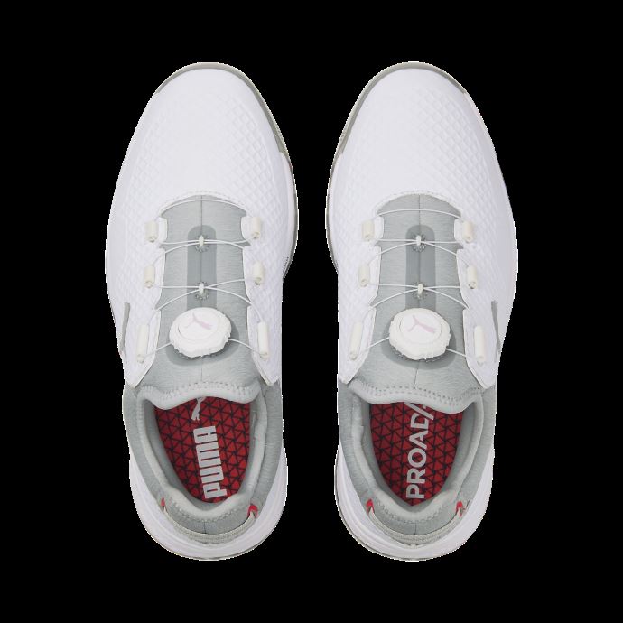 Puma Canada Blanc-argent-rose Dame Proadapt Alphacat Disque Fermeture Chaussures De Golf Femmes
