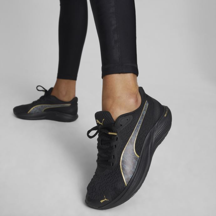 Puma Canada Black-team Gold Feline Profoam Safari Glam Chaussures De Course Pour Femme
