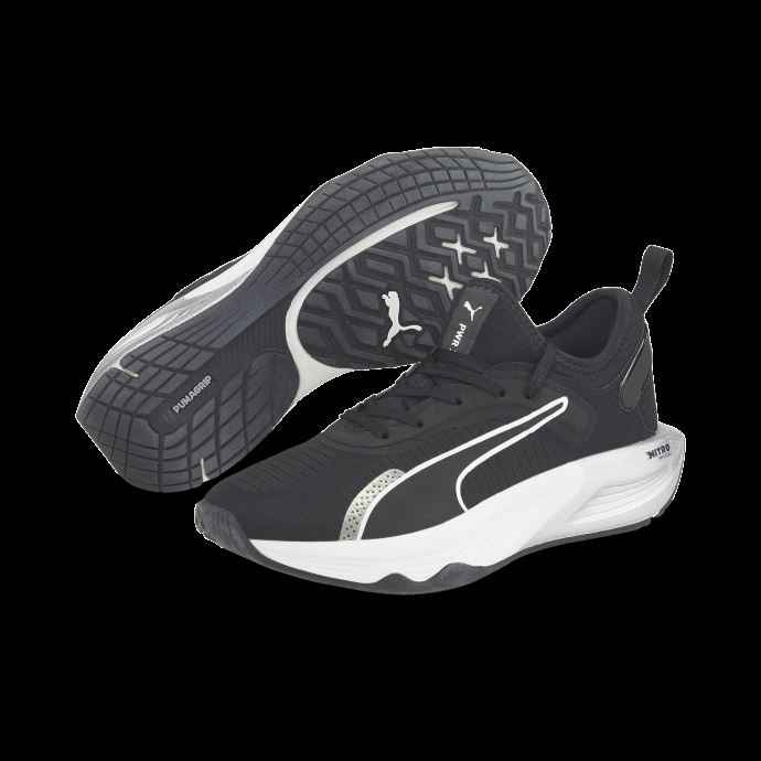 Puma Canada Pwr Xx Nitro Chaussures D'entraînement Femmes Noir-blanc-argent Métallisé
