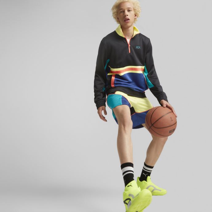 Puma Canada Lime Squeeze-harbor Mist Rise Nitro Chaussures De Basket-ball Pour Hommes