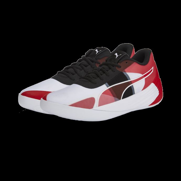 Chaussures De Basketball Puma Canada Fusion Nitro Team Blanc-haut Risque Rouge