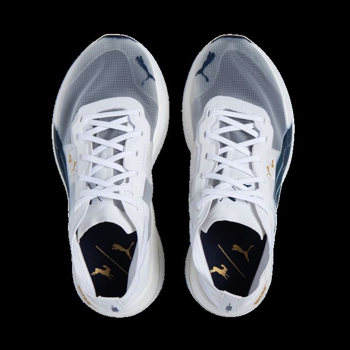 Puma Canada X Tracksmith Deviate Nitro Elite Racer Chaussures De Course Femmes Blanc-peacoat-nimbus Cloud
