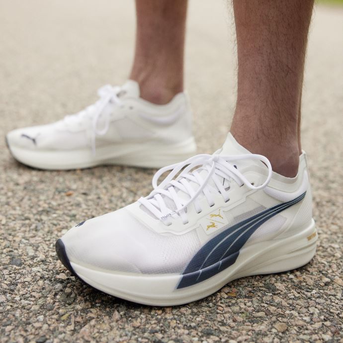 Puma Canada X Tracksmith Deviate Nitro Elite Racer Chaussures De Course Femmes Blanc-peacoat-nimbus Cloud
