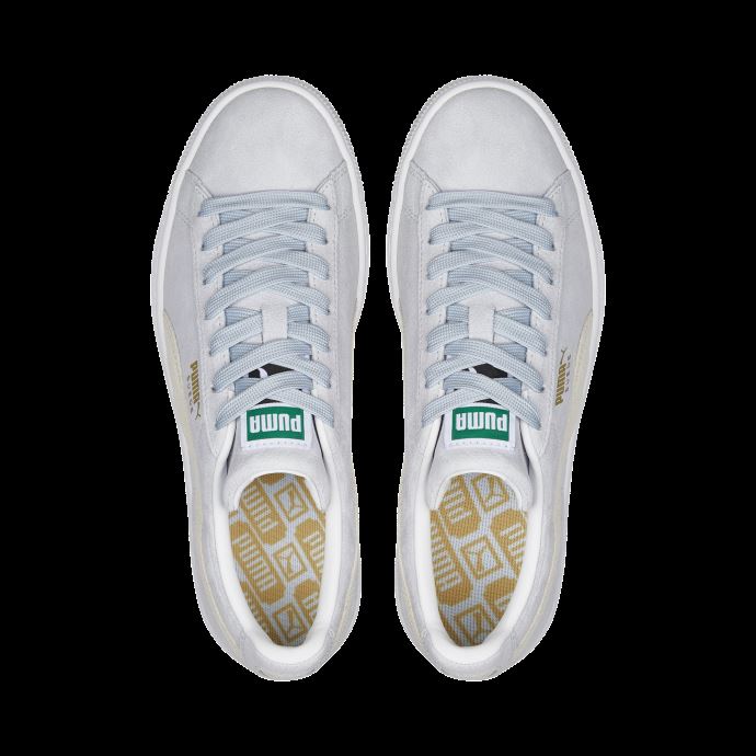 Baskets Puma Canada Classic Xxi En Daim Gris Platine-blanc Immaculé Pour Femmes
