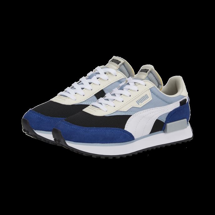 Puma Canada Future Rider Splash Baskets Grand Enfant Bleu Wash-noir-blanc