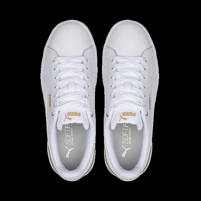 Puma Canada Vikky V3 Baskets En Cuir Pour Femme Blanc-blanc-team Or
