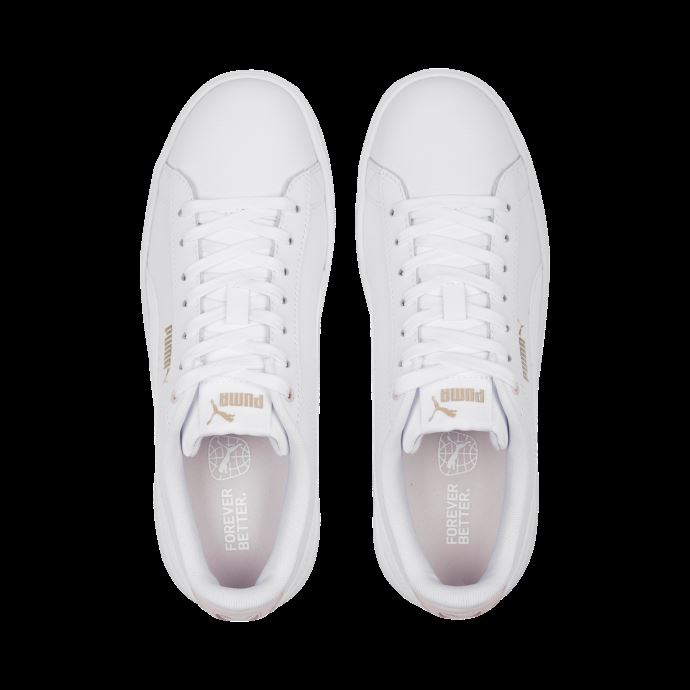 Puma Canada Vikky V3 Baskets En Cuir Pour Femmes Blanc-rose Poussière-or
