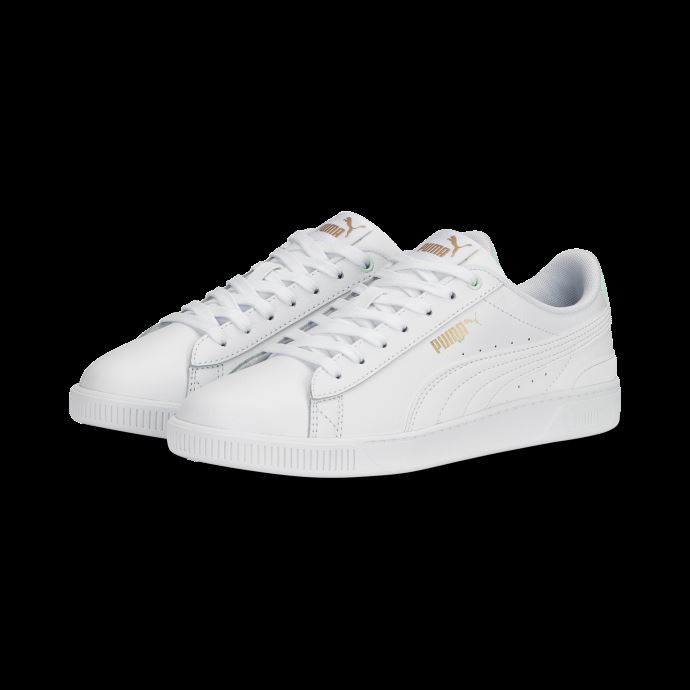 Puma Canada Vikky V3 Baskets En Cuir Pour Femmes Blanc-minty Burst-gold