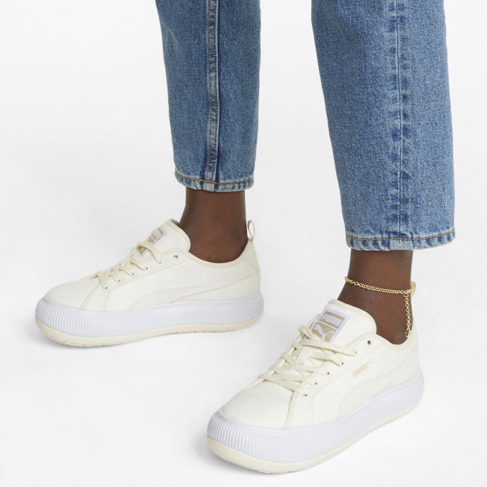Puma Canada Baskets En Toile Mayu En Daim Blanc Immaculé