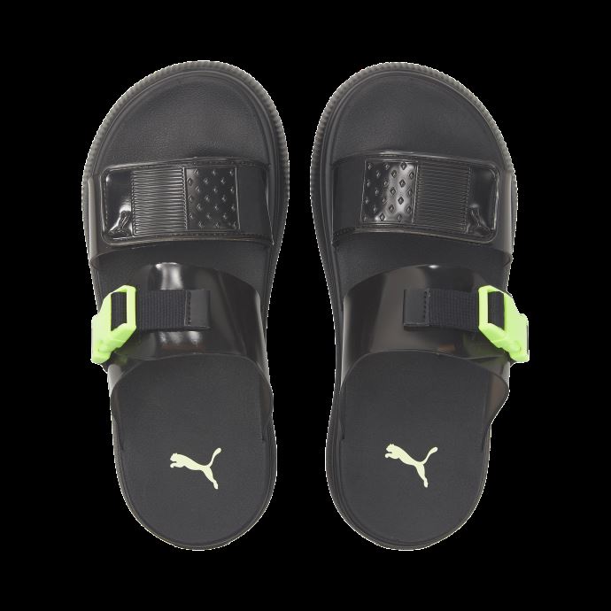 Puma Canada Sandales De Natation Mayu Pop En Suède Léger Noir Et Pétillant Pour Femmes
