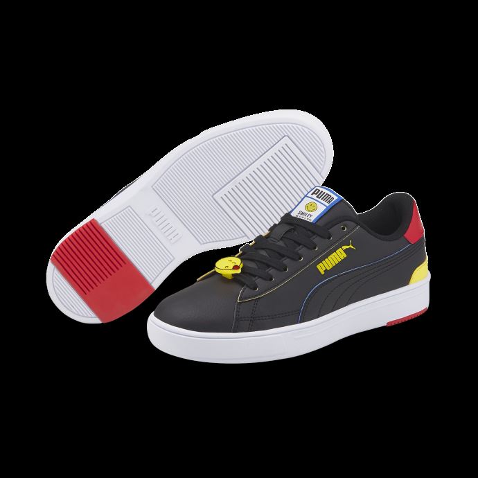 Baskets Puma Canada X Smileyworld Serve Pro Grand Enfant Noir-bleu Royal-rouge-jaune